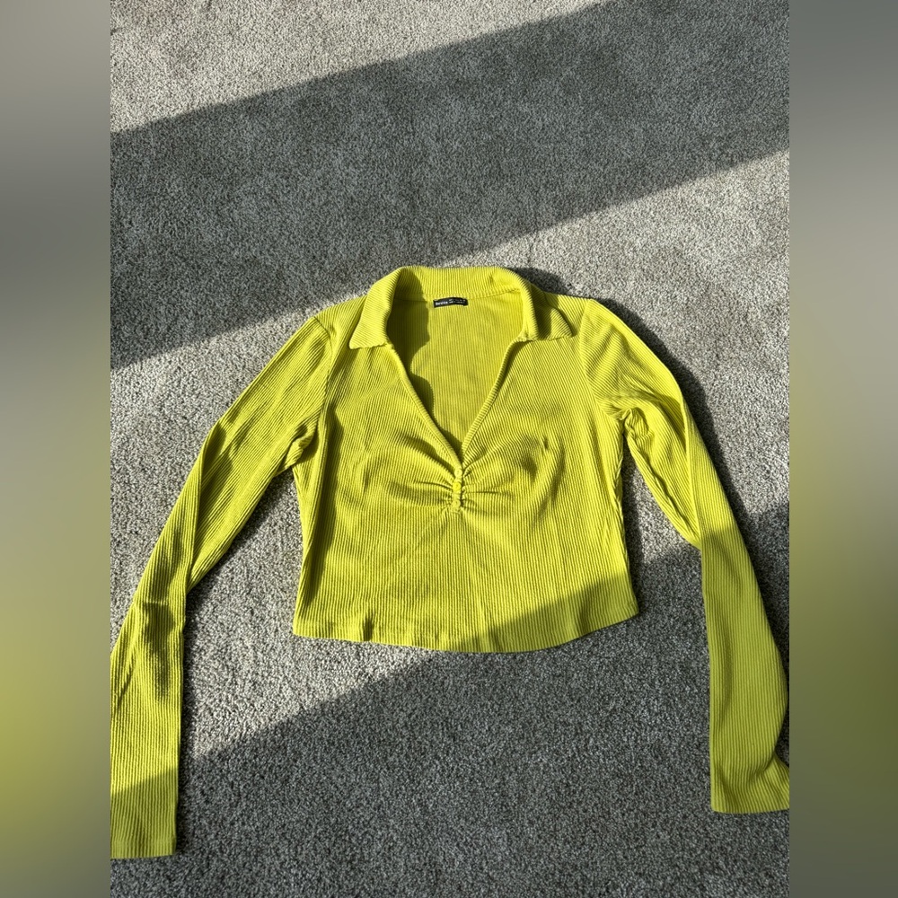 Bershka Lime Long Sleeve Blouse